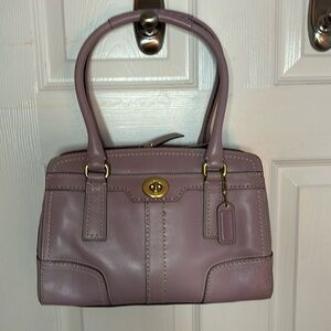 Coach Hampton Leather Turnlock Satchel Handbag in Lilac Purple J0771-11539
